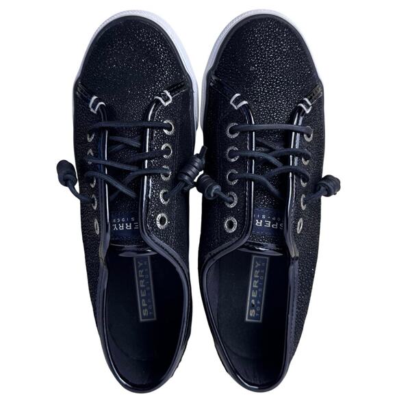 Sperry Top-Sider Seacoast Black Caviar Slip-On Leather Sneaker, Wm's 7 - Picture 1 of 10